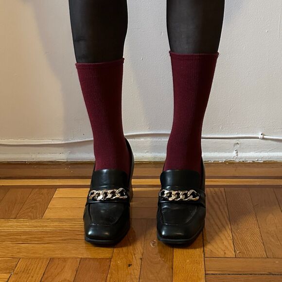 Nine West Block Heel Loafer Zinga Gold Chain 12US - Picture 3 of 6